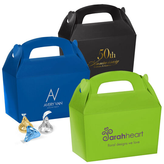 Custom with Your 1-Color Logo with Text we will Typeset Gable Favor Boxes