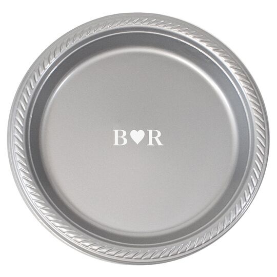 2 Initials Plus Heart Plastic Plates