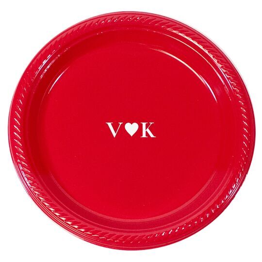 2 Initials Plus Heart Plastic Plates