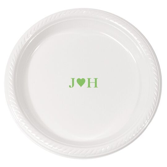 2 Initials Plus Heart Plastic Plates