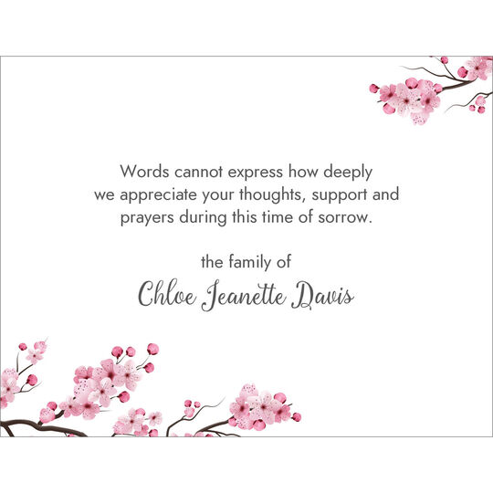 Cherry Blossoms Flat Sympathy Cards