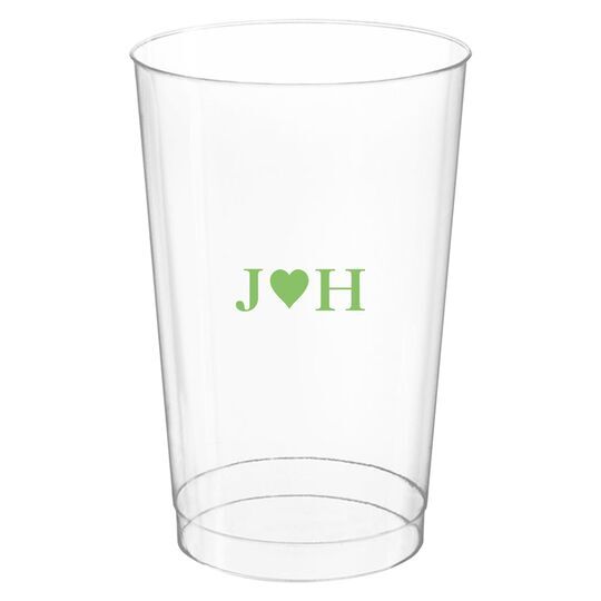 2 Initials Plus Heart Clear Plastic Cups