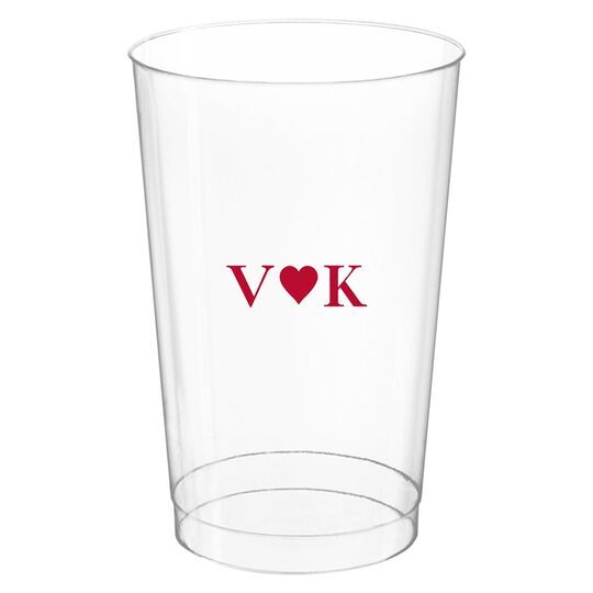 2 Initials Plus Heart Clear Plastic Cups