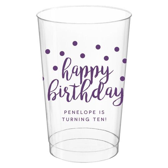 Confetti Dots Happy Birthday Clear Plastic Cups