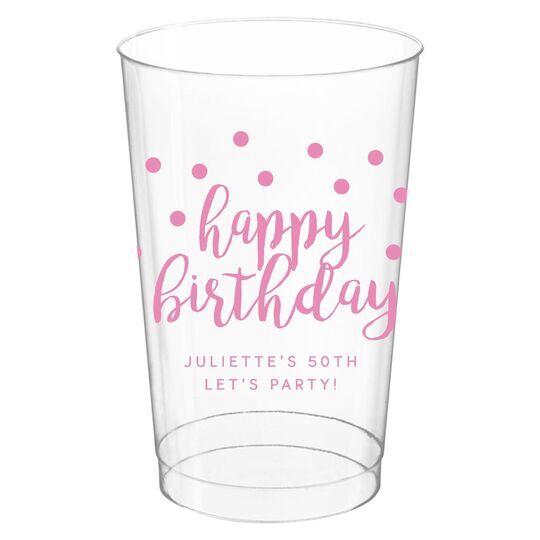 Confetti Dots Happy Birthday Clear Plastic Cups