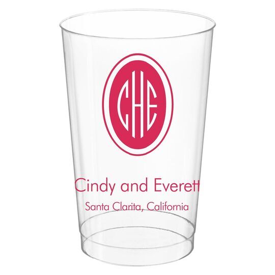 Outline Shaped Oval Monogram with Text Clear Plastic Cups