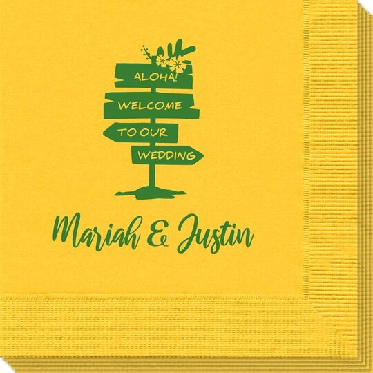 Aloha Welcome To Our Wedding Napkins