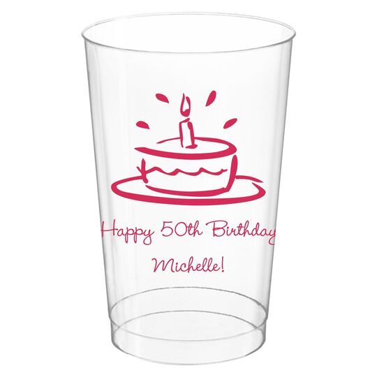 Modern Birthday Cake Clear Plastic Cups
