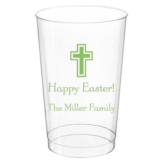 Outlined Cross Clear Plastic Cups