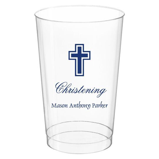 Outlined Cross Clear Plastic Cups