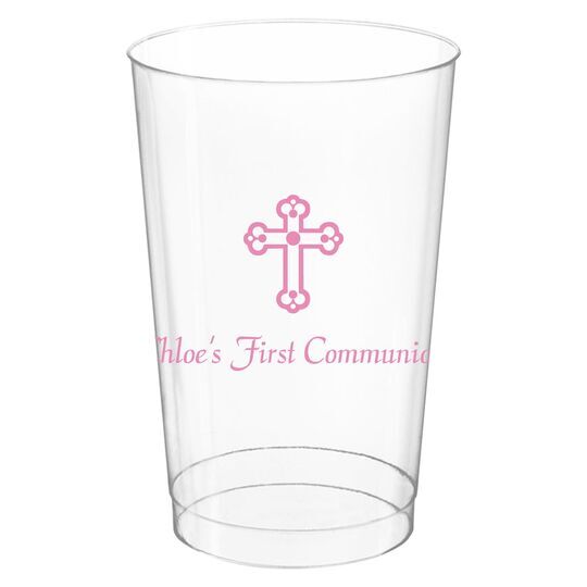 Ornate Cross Clear Plastic Cups