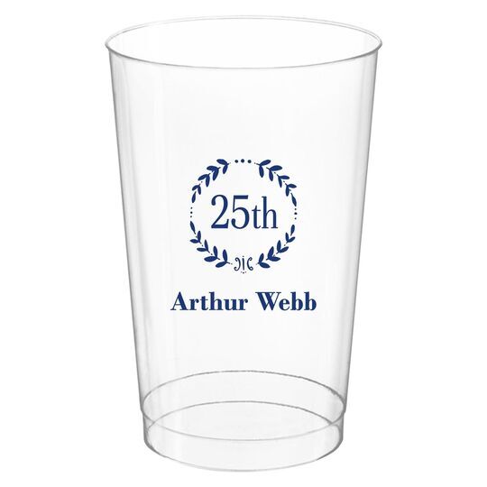 25th Wreath Clear Plastic Cups