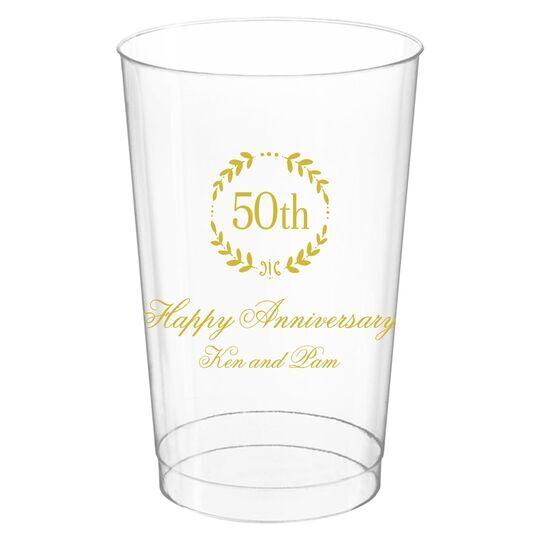 50th Wreath Clear Plastic Cups