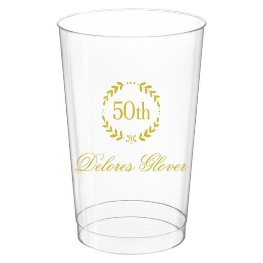 50th Wreath Clear Plastic Cups