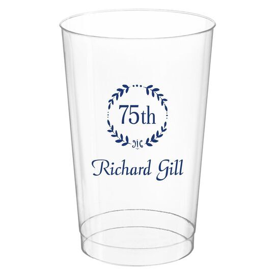 75th Wreath Clear Plastic Cups