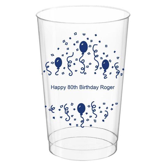 Balloons and Streamers Clear Plastic Cups