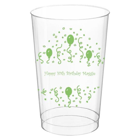 Balloons and Streamers Clear Plastic Cups