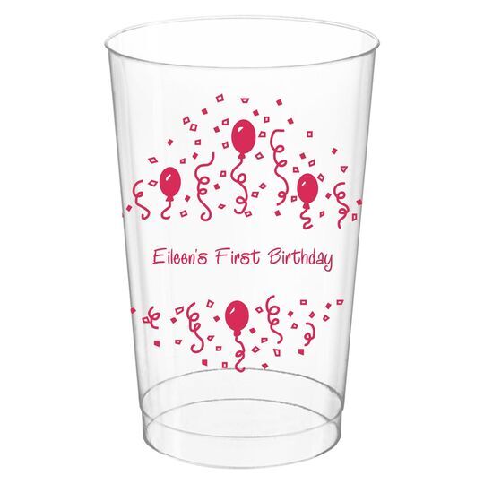 Balloons and Streamers Clear Plastic Cups