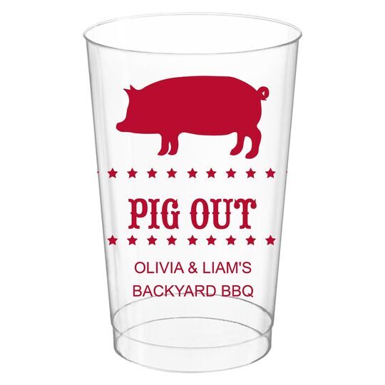 BBQ Pig Clear Plastic Cups