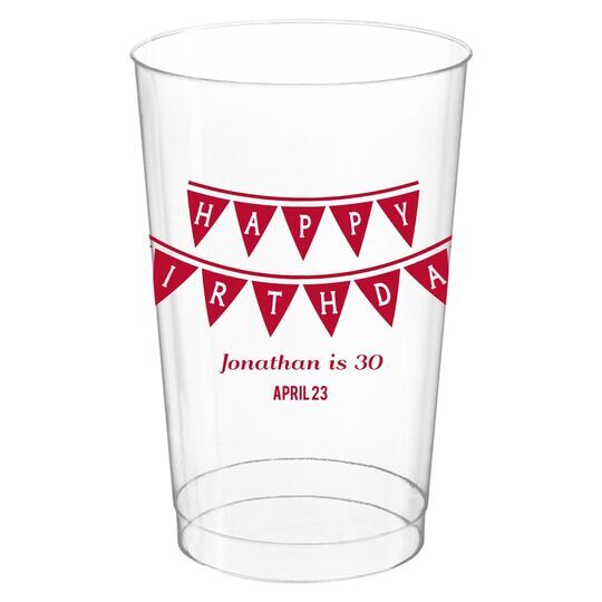 Birthday Banner Clear Plastic Cups