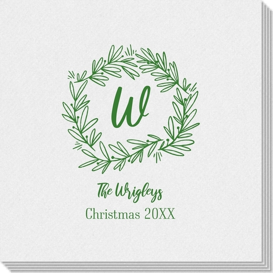 Initial Wreath Linen Like Napkins