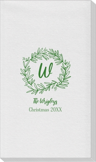 Initial Wreath Linen Like Guest Towels