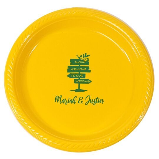 Aloha Welcome To Our Wedding Plastic Plates