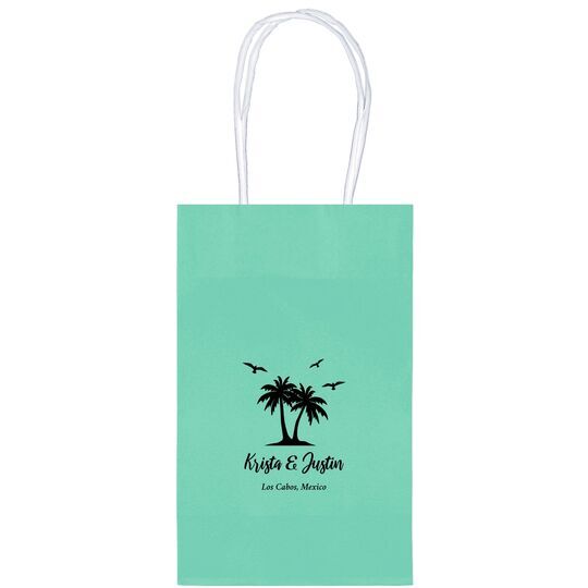 Personalized Palm Tree Island Medium Twisted Handled Bags