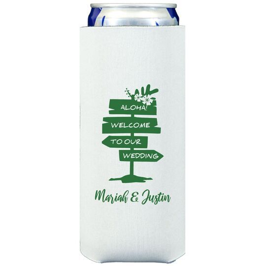 Aloha Welcome To Our Wedding Collapsible Slim Huggers