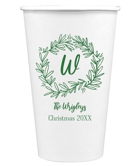 Initial Wreath Paper Coffee Cups
