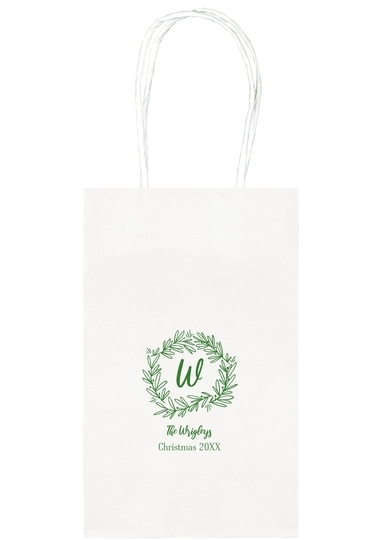 Initial Wreath Medium Twisted Handled Bags