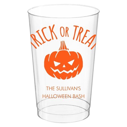 Trick or Treat Pumpkin Clear Plastic Cups