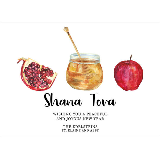 Watercolor Honey and Apple Jewish New Year Cards