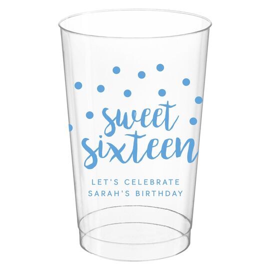 Confetti Dots Sweet Sixteen Clear Plastic Cups