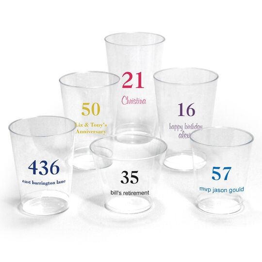 Design Your Own Big Number Clear Plastic Cups