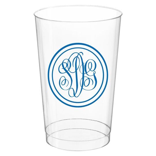 Double Circle Monogram Clear Plastic Cups