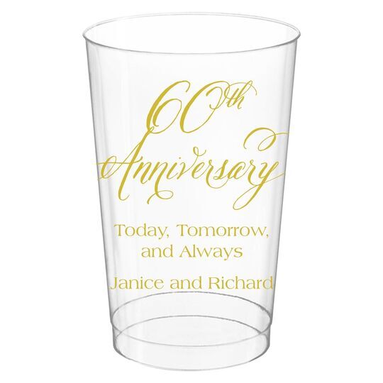 Elegant 60th Anniversary Clear Plastic Cups