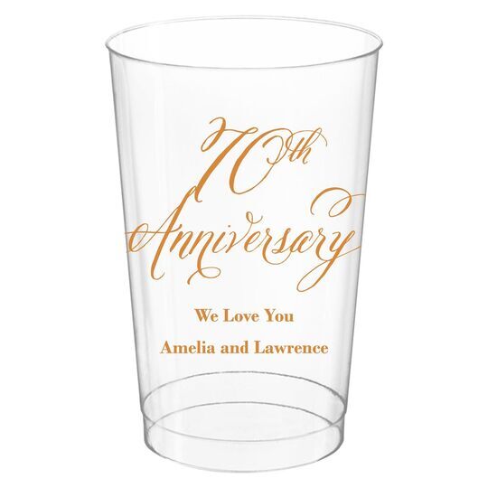 Elegant 70th Anniversary Clear Plastic Cups