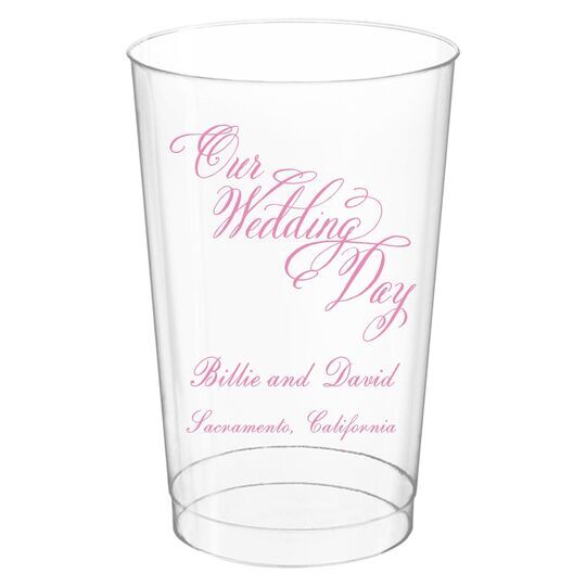 Elegant Our Wedding Day Clear Plastic Cups