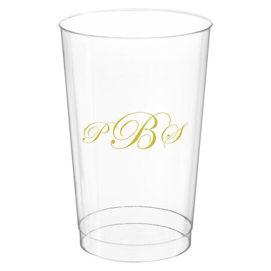 Elegant Script Monogram Clear Plastic Cups