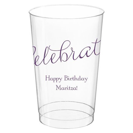 Expressive Script Celebrate Clear Plastic Cups
