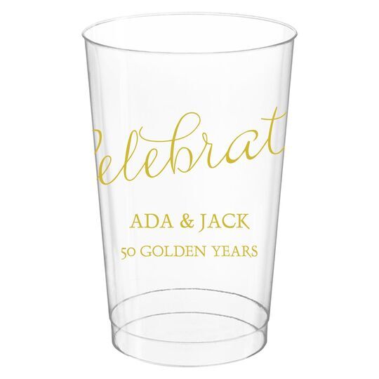 Expressive Script Celebrate Clear Plastic Cups