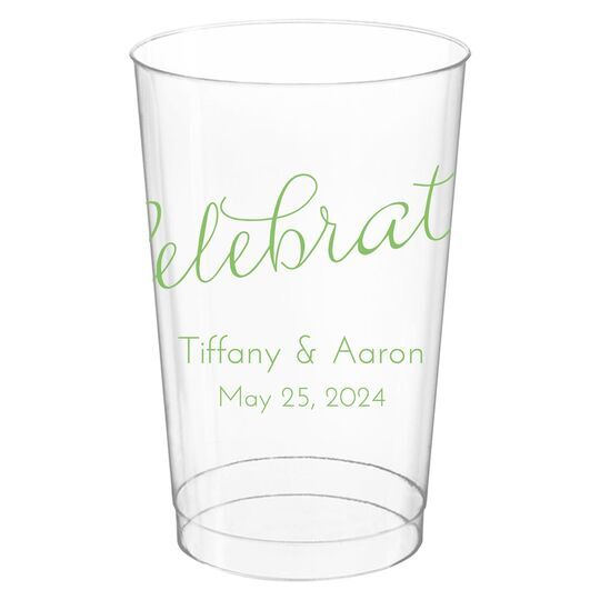 Expressive Script Celebrate Clear Plastic Cups