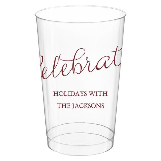 Expressive Script Celebrate Clear Plastic Cups