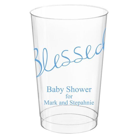 Expressive Script Blessed Clear Plastic Cups