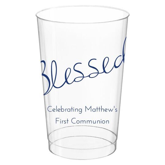 Expressive Script Blessed Clear Plastic Cups