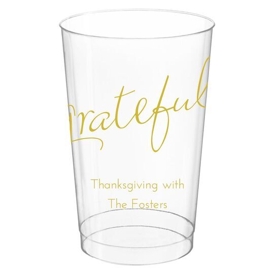 Expressive Script Grateful Clear Plastic Cups