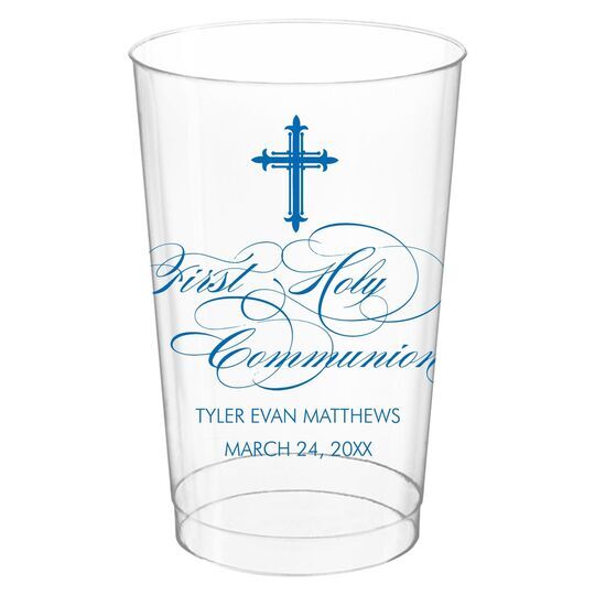 Fleur De Lis Cross Clear Plastic Cups