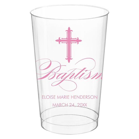 Fleur De Lis Cross Clear Plastic Cups
