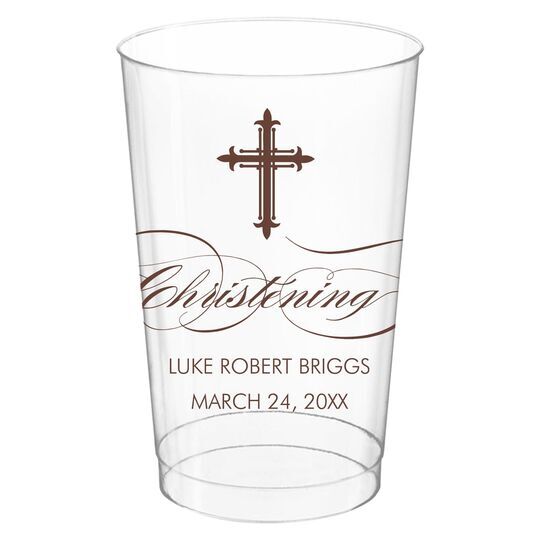 Fleur De Lis Cross Clear Plastic Cups